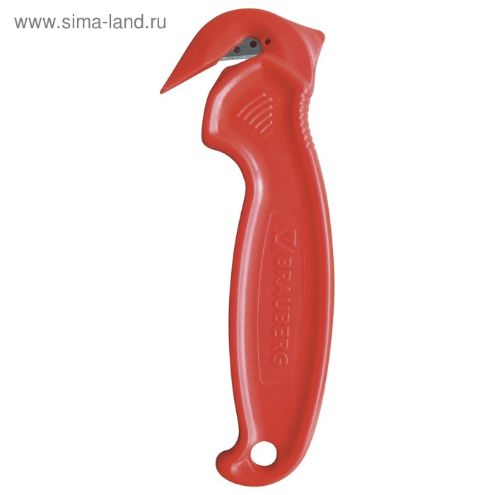 фото Нож канцелярский складской brauberg безопасный, красный, блистер
