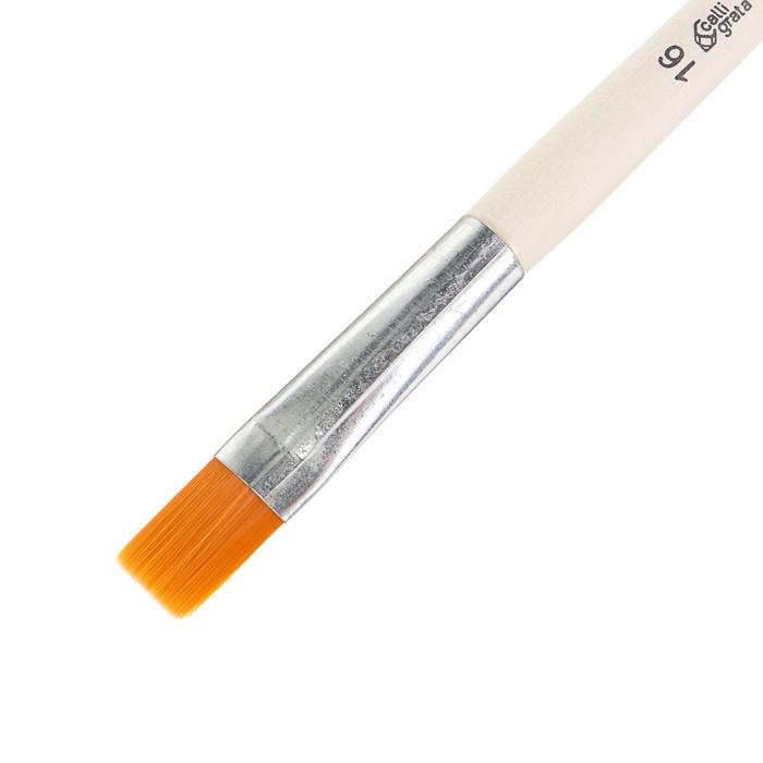 Кисть Синтетика Плоская №16 (ширина обоймы 16 мм; длина волоса 18 мм), деревянная ручка, Calligrata
