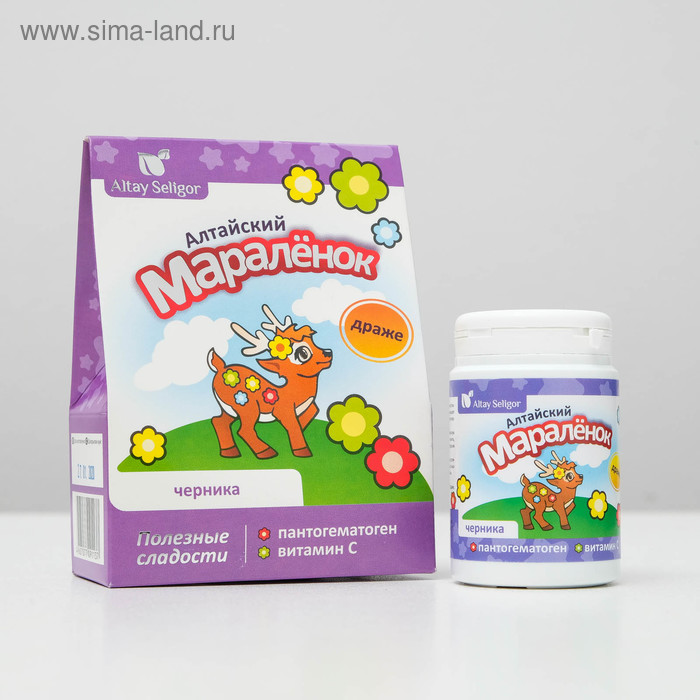 Драже для детей Altay Seligor «Алтайский маралёнок» с пантогематогеном, витамином С и черникой, 70 г