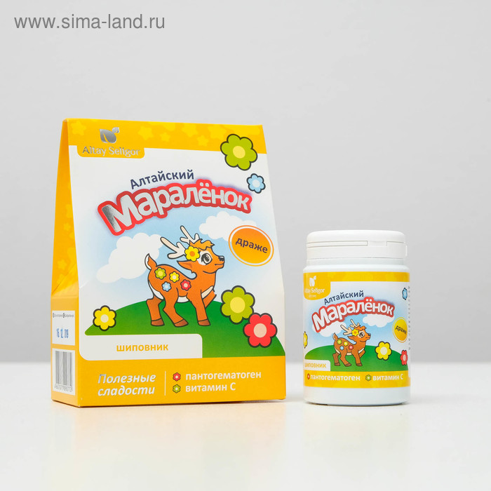 Драже для детей Altay Seligor «Алтайский маралёнок» с пантогематогеном, витамином С и шиповником, 70 г