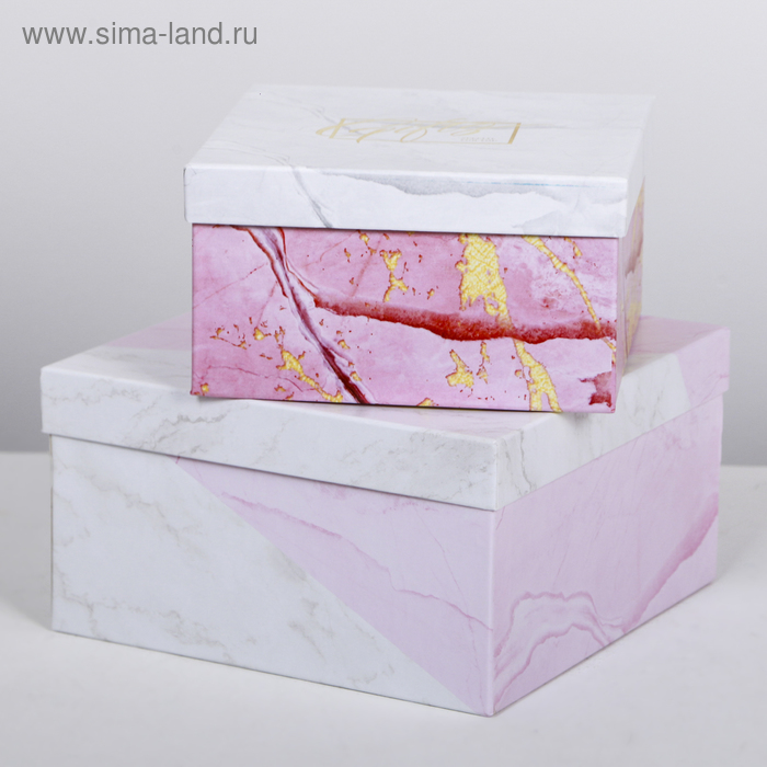 

Набор подарочных коробок 3 в 1 «Мраморный», 18 × 18 × 10‒22 × 22 × 12 см
