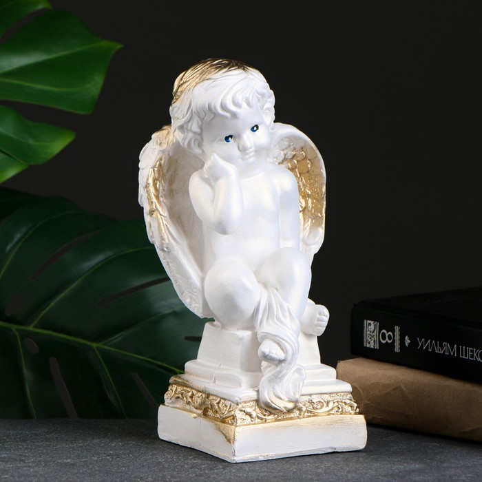 Фигура Ангел на Пьедестале белый 25х14х12см