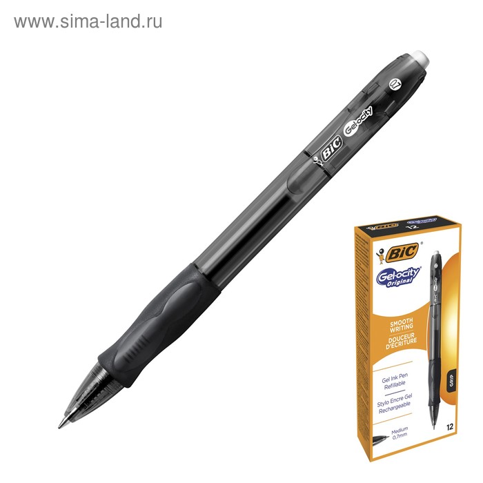 Ручка гелевая автоматическая BIC Gelocity Original, узел 0.7 мм, линия 0.35 мм, чернила черные