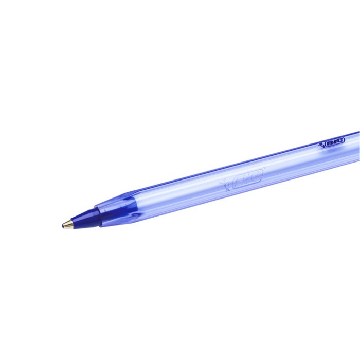 фото Ручка шариковая, чернила синие, bic cristal soft, узел 1.2 мм, мягкое экономичное широкое письмо, прозрачный тонированный корпус