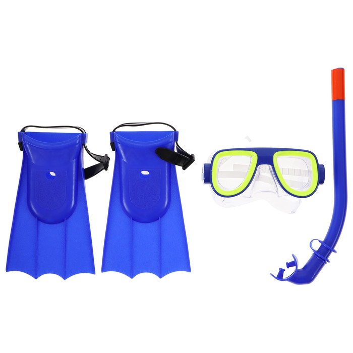 Набор для плавания детский ONLYTOP: маска, трубка, ласты безразмерные, цвета МИКС цена и фото