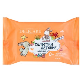 Влажные салфетки Delicare, для детей, Зайчики, 15 шт. Ош