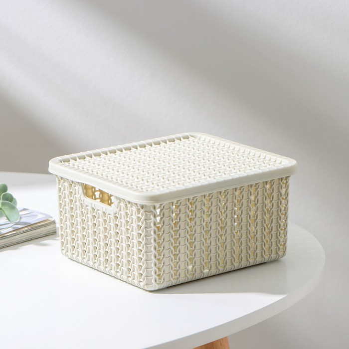 Коробка для хранения с крышкой «Вязание», 1,5 л, 17×15×8 см, цвет белый ротанг коробка вязание 3л с крышкой бел ротанг