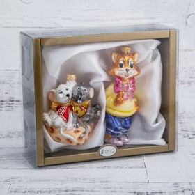 

Набор новогодних игрушек "Кот Леопольд, две мышки на сыре"