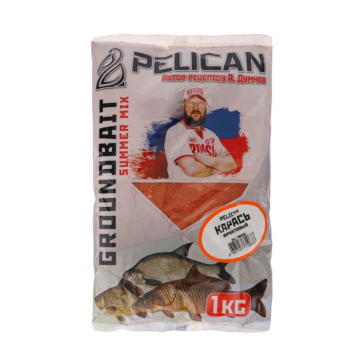 прикормка pelican карась чеснок 1 кг Прикормка PELICAN, карась, фруктовый, 1 кг