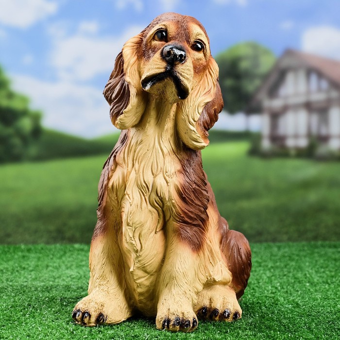 Садовая фигура Собака Спаниель cидящий рыжий, 35х25см
