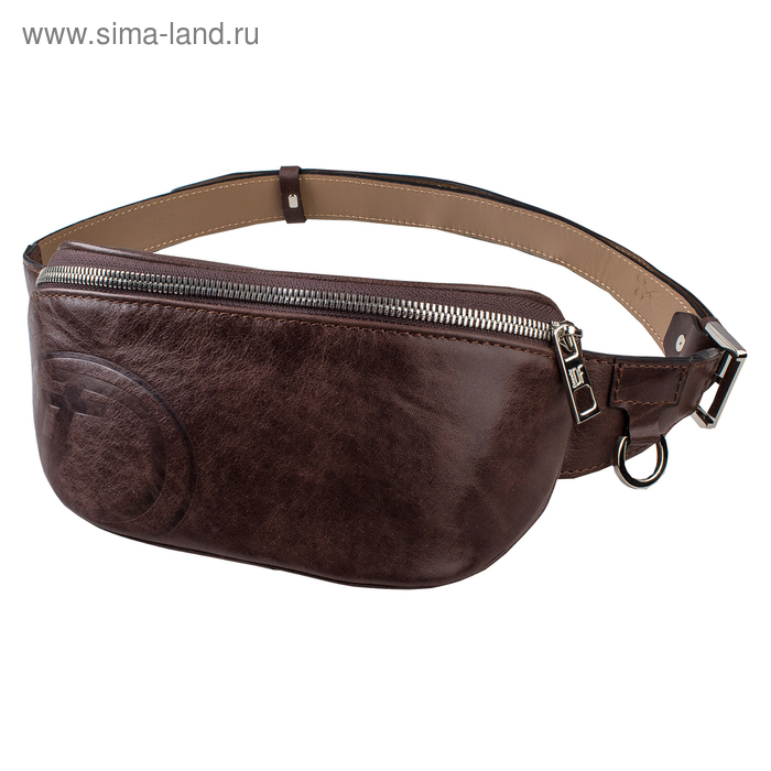 фото Поясная сумка, отдел на молнии, регулируемый ремень, цвет коричневый друид dimanche