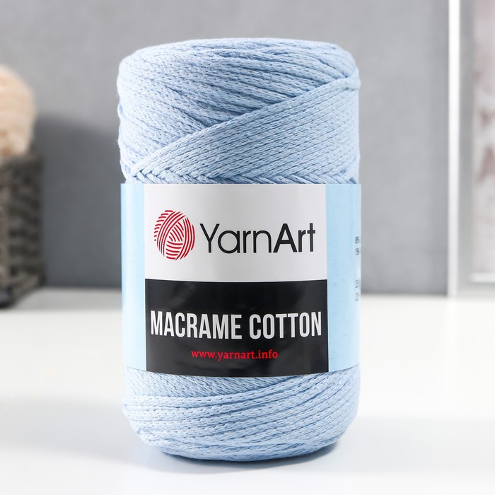Пряжа "Macrame Cotton" 15% полиэстер, 85% хлопок 225м/250гр (790 светло-голубой)