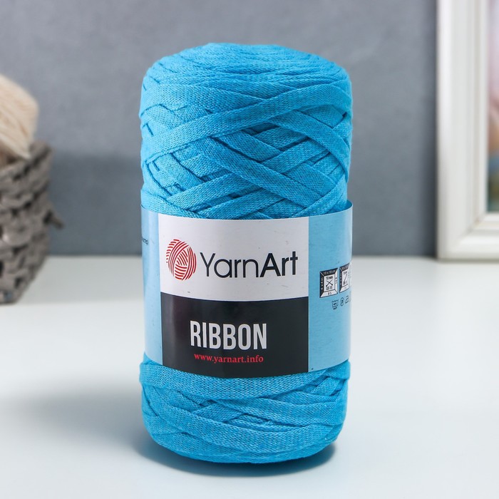 

Пряжа "Ribbon" 40% полиэстер, 60% хлопок 125м/250гр (763 голуб. Бирюза)
