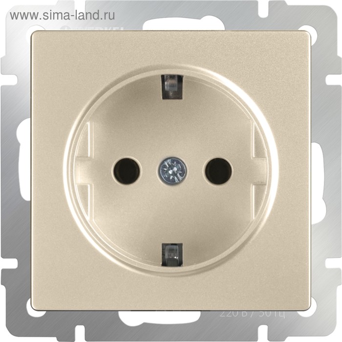 

Розетка с заземлением и шторками WL11-SKGS-01-IP44, цвет шампань