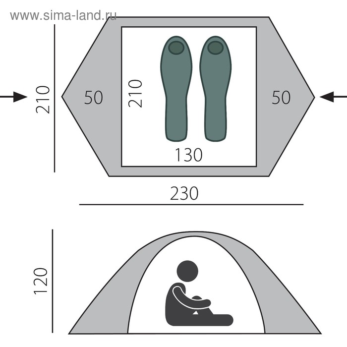 фото Палатка туристическая btrace malm 2, двухслойная, 2-местная, цвет зелёный
