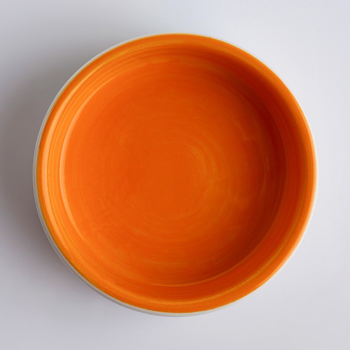 Миска керамическая для грызунов двухцветная с морковками, 80мл, 8,8х8,8х3 см, оранжево-белая