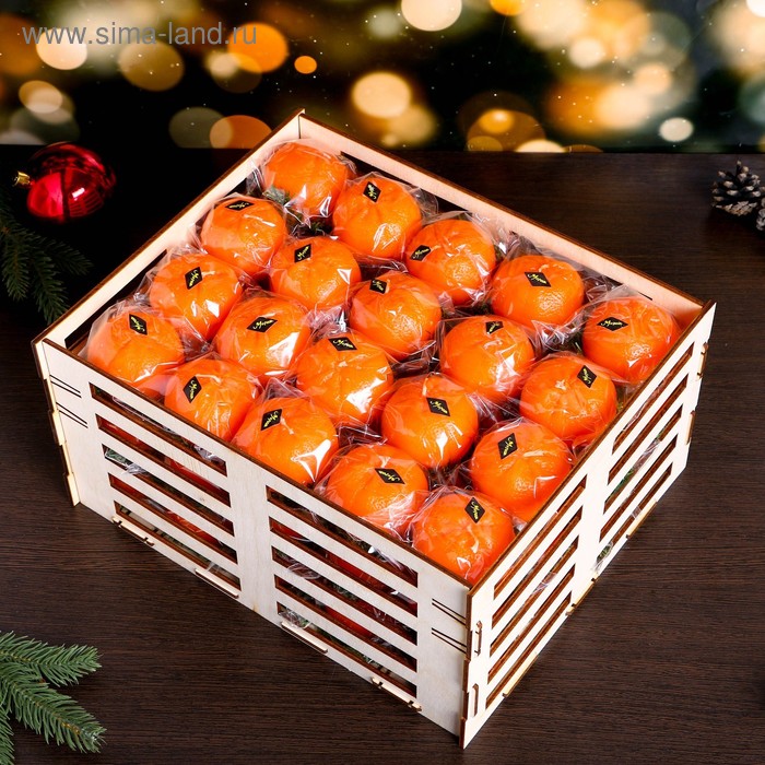 Набор новогодних свечей Мандарины в ящике, 60 шт, 16,5×33,3×27 см
