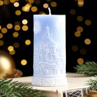 Свеча - цилиндр "С Рождеством!", голубая, 4,7×10 см
