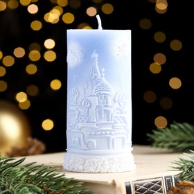 Свеча - цилиндр 'С Рождеством!', 4,7×10 см, голубая Ош