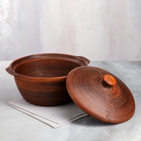 

Горшок духовой "Бархат", гладкий, с ручками, красная глина, 3.3 л, ручная работа