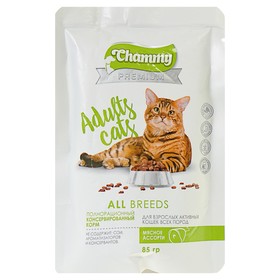 Влажный корм Chammy Premium для кошек, мясное ассорти, 85 г