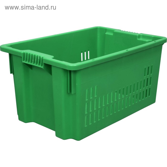  Ящик универсальный, перфорированный, дно сплошное 600х400х300 зелёный