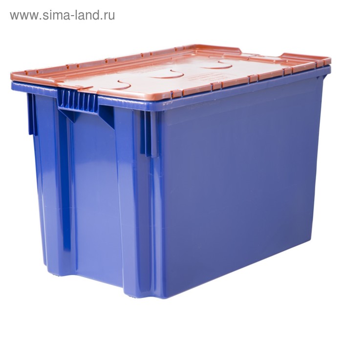 фото Ящик safe pro, сплошной 600х400х400, синий с оранжевой крышкой tara.ru