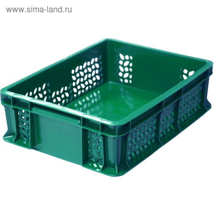 Ящик универсальный, перфорированный, дно сплошное 400*300*120 зеленый