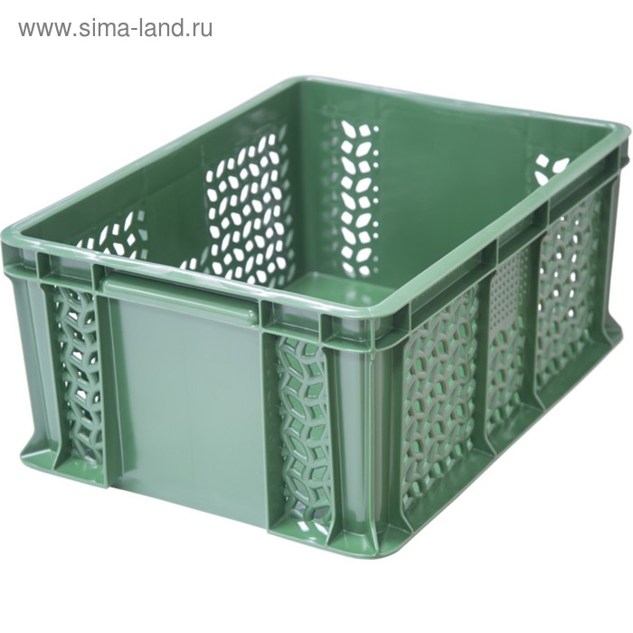 фото Ящик универсальный, перфорированный, дно сплошное 400х300х180 зеленый tara.ru