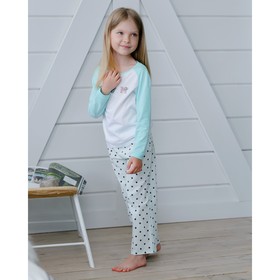 

Брюки прямые для девочки MINAKU, рост 92, цвет голубой/горох