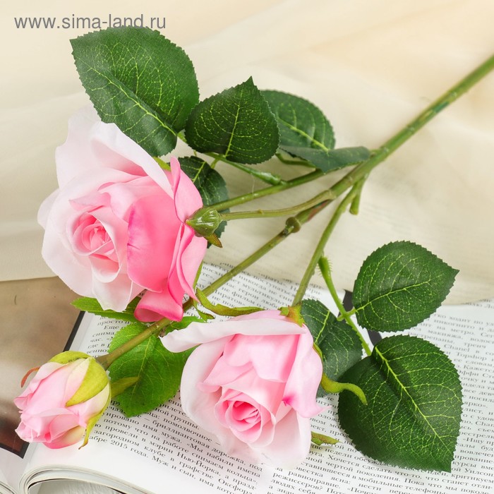 Цветы искусственные Роза Глория 8х48 см, розовый цветы искусственные роза очарование 6х77 см розовый