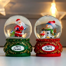 

Сувенир полистоун водяной шар "Дед Мороз/Снеговик с оленем" МИКС 6х4,5х4,5 см