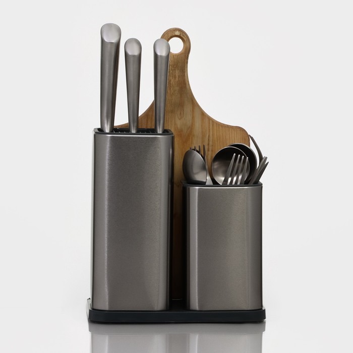 Подставка для ножей и столовых приборов «Металлик», 21×12×23 см