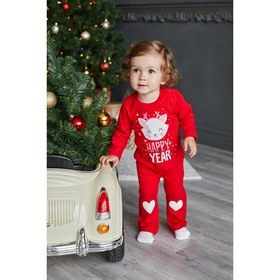 

Комплект: джемпер и брюки Крошка Я "Cat", красный, р.24, 68-74 см