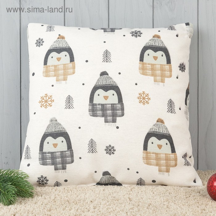 Подушка декоративная с фотопечатью «Пингвины» 40х40 см