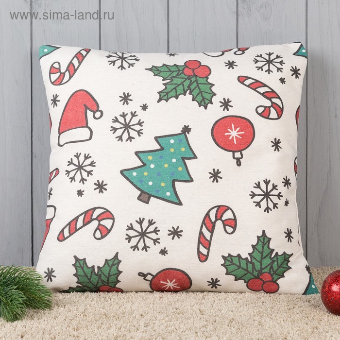Подушка декоративная с фотопечатью «Рождество» 40х40 см