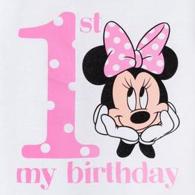 

Футболка детская "My 1st Birthday", Минни Маус, цвет белый, размер 26, рост 74-80см