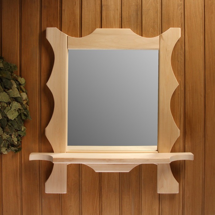 Зеркало резное с 1 полкой, 70×55×16 см