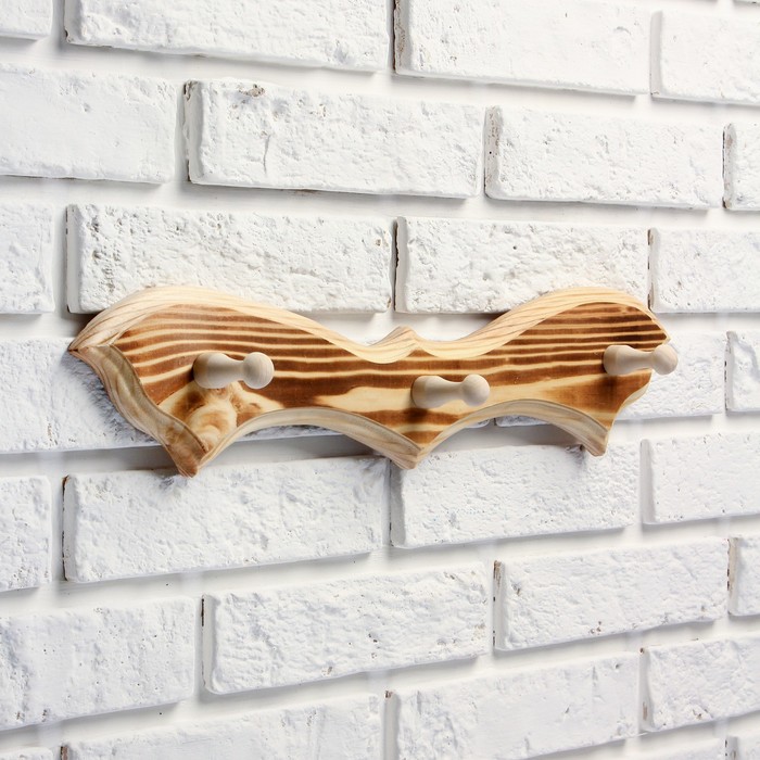 Вешалка "Летучая мышь", обожжённая, 3 крючка, 30,5×10×5 см