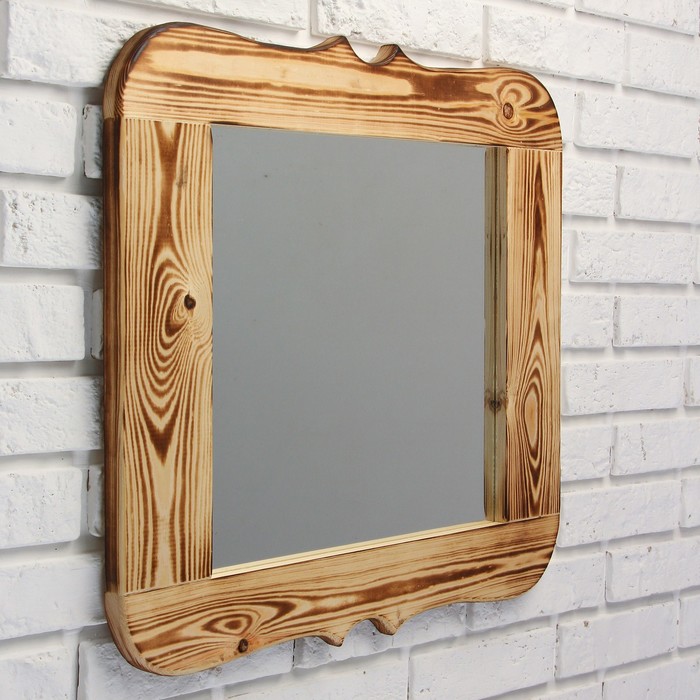 Зеркало резное, обожжённое, 50×50 см