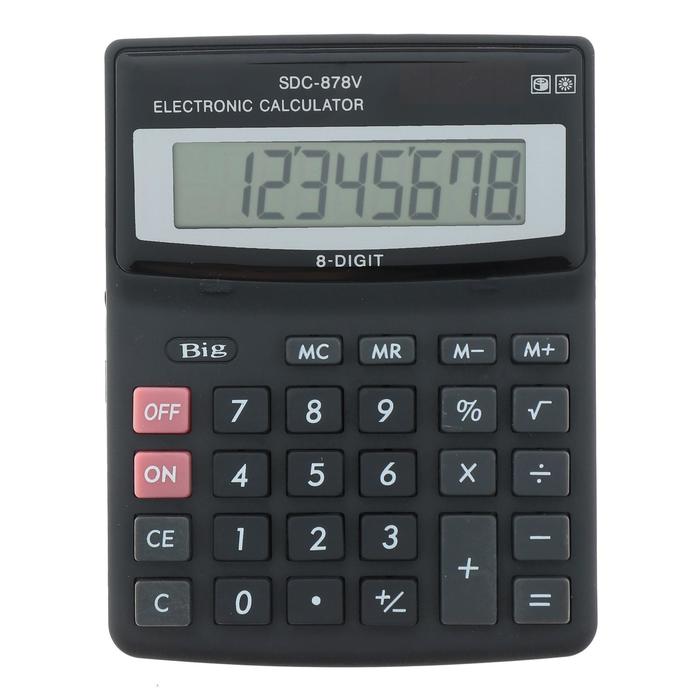 Калькулятор настольный, 8 - разрядный, SDC - 878V, двойное питание