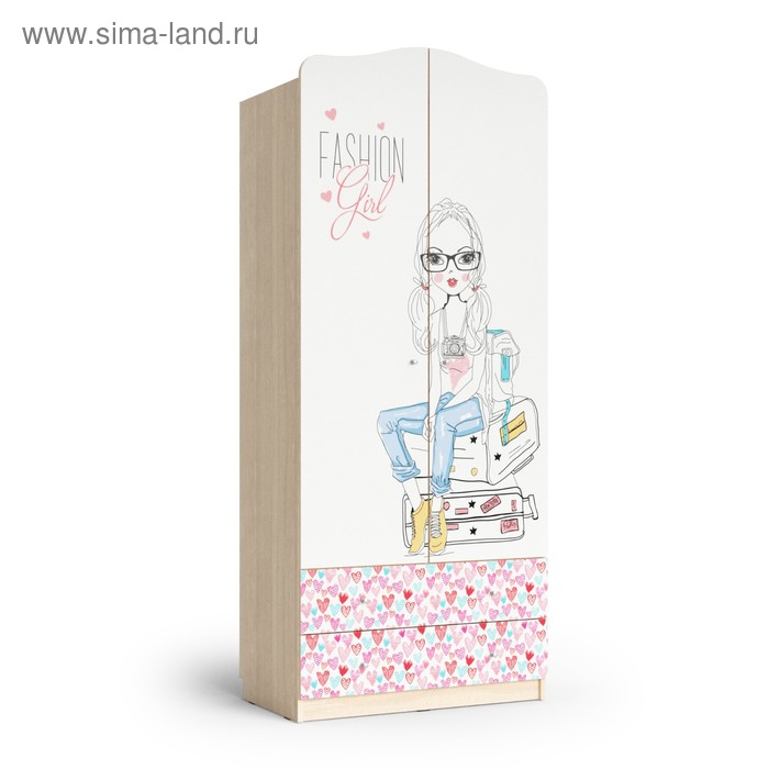 

Шкаф 2-х дверный с ящиками Fashion, 800х450х1890, Шимо светлый