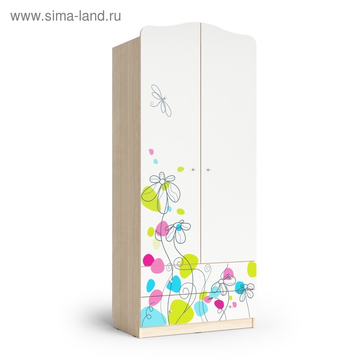 

Шкаф 2-х дверный с ящиками Flowers, 800х450х1890, Шимо светлый
