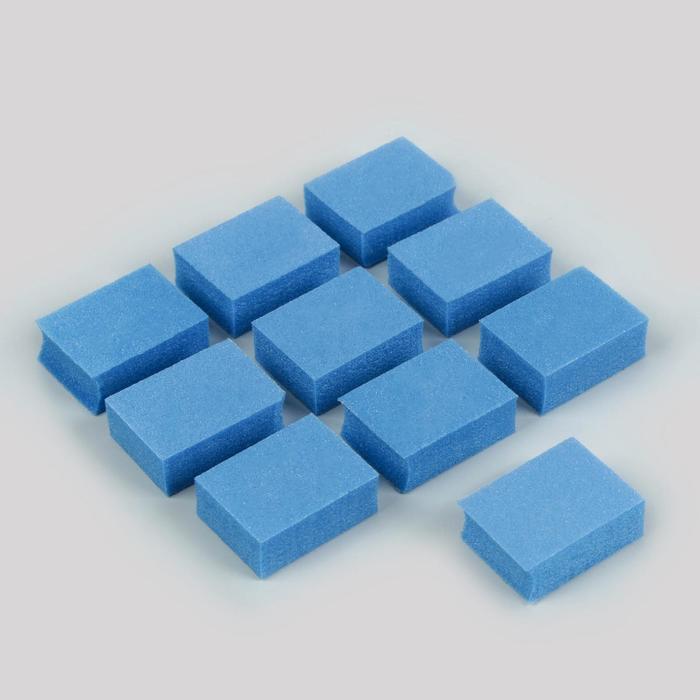 Бафы наждачные для ногтей, двусторонние, 10 шт, 3,5 × 2,5 см, цвет голубой
