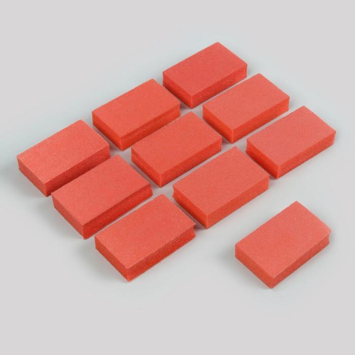 Бафы наждачные для ногтей, двусторонние, 10 шт, 5 × 3 см, цвет оранжевый