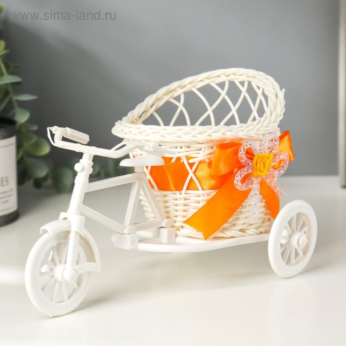 фото Корзинка декоративная "велосипед с коляской" средняя