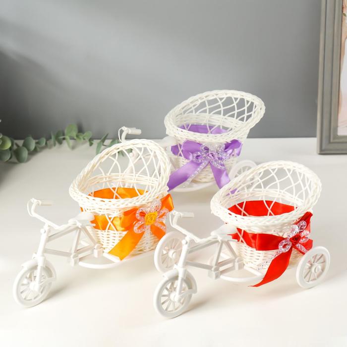 Корзинка декоративная "Велосипед с коляской" средняя