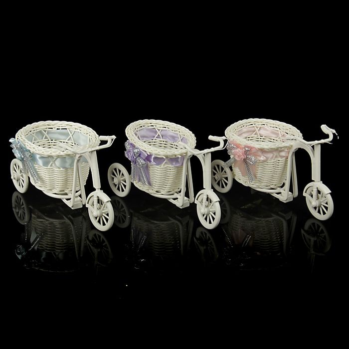Корзинка декоративная "Велосипед с круглой корзинкой", МИКС