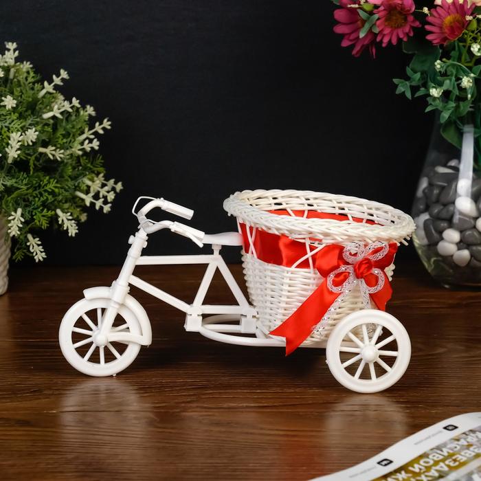 Корзинка декоративная "Велосипед с корзинкой-сердечком" средняя