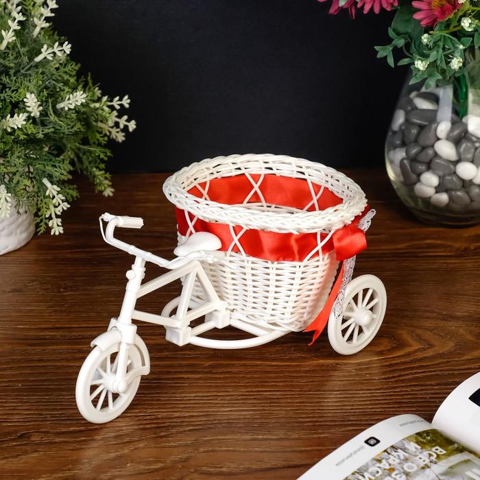 Корзинка декоративная "Велосипед с корзинкой-сердечком" средняя
